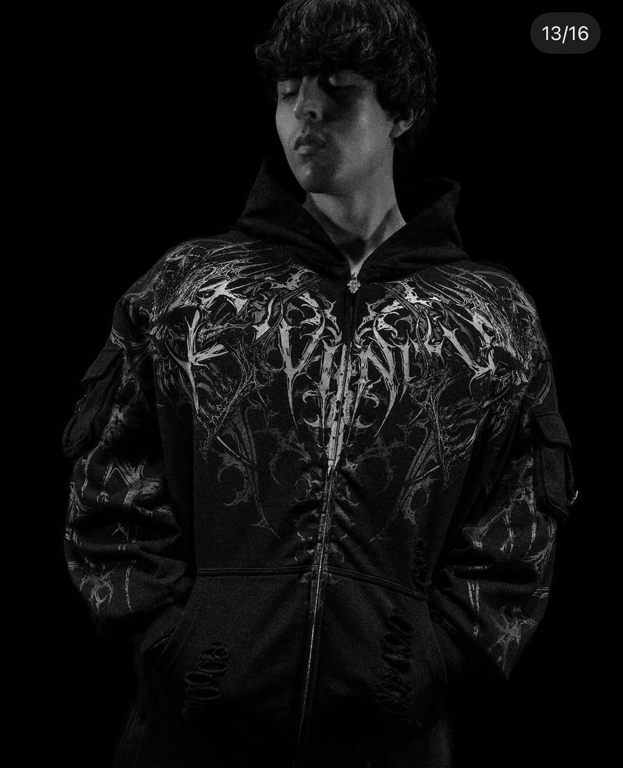 Vindicator Tarnished Cargo Oversized Zip-up Hoodie