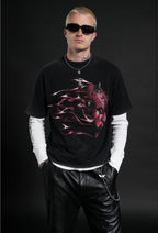 Sith Inferno Grunge Mid Legngth Raw Hem Tee