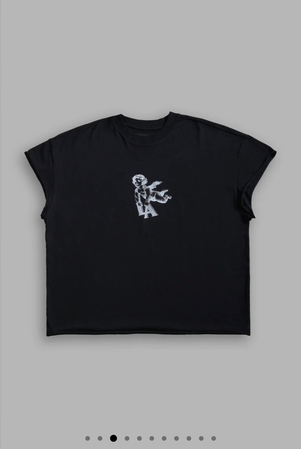 La Cherub Grunge Mid Lengt Raw Hem Cap Sleeve Tee