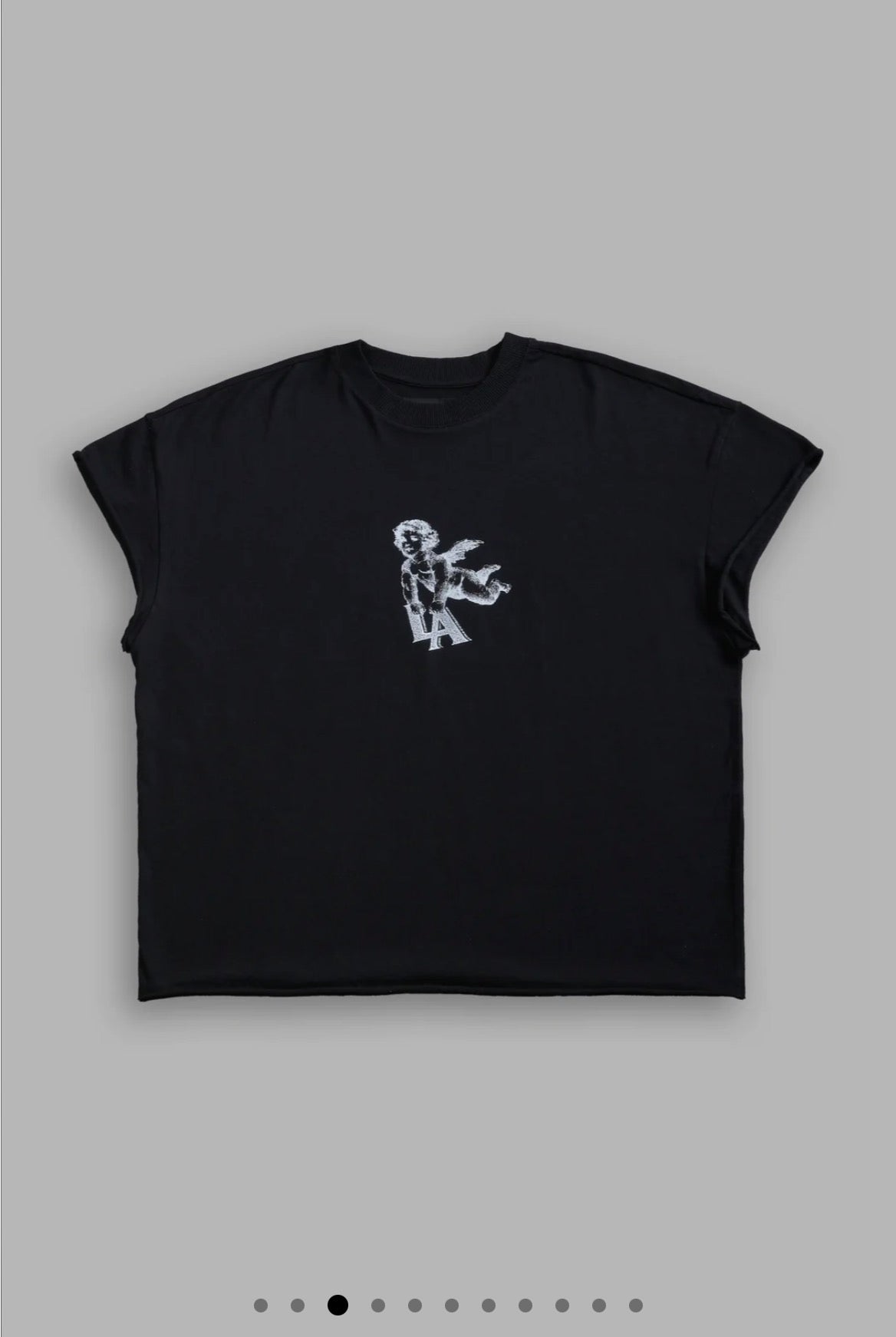 La Cherub Grunge Mid Lengt Raw Hem Cap Sleeve Tee
